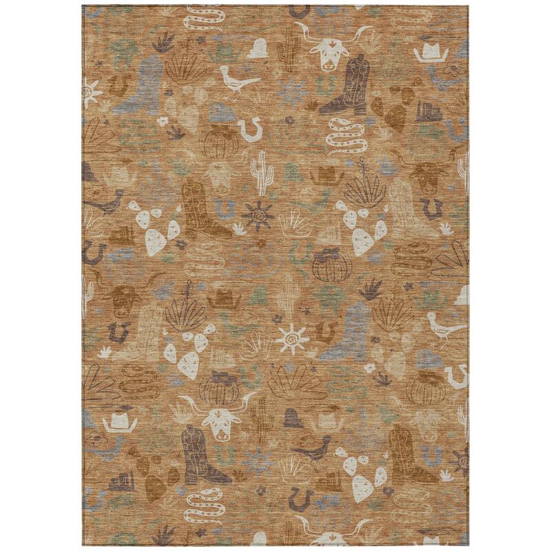 Machine Washable Indoor/ Outdoor Modern Ranch Chantille Rug