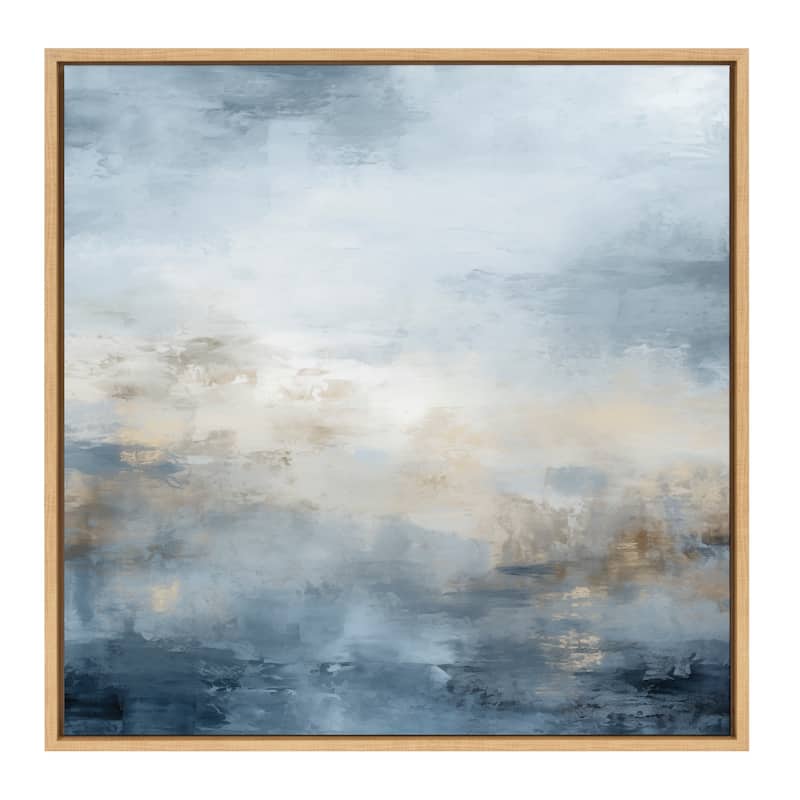 Kate and Laurel Sylvie Tonal Blue Framed Canvas by Creative Bunch Studio