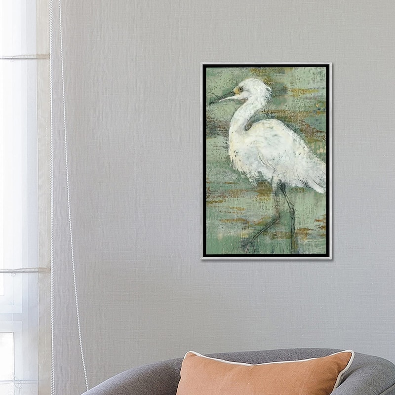 iCanvas "Textured Heron I" by Jennifer Goldberger Framed