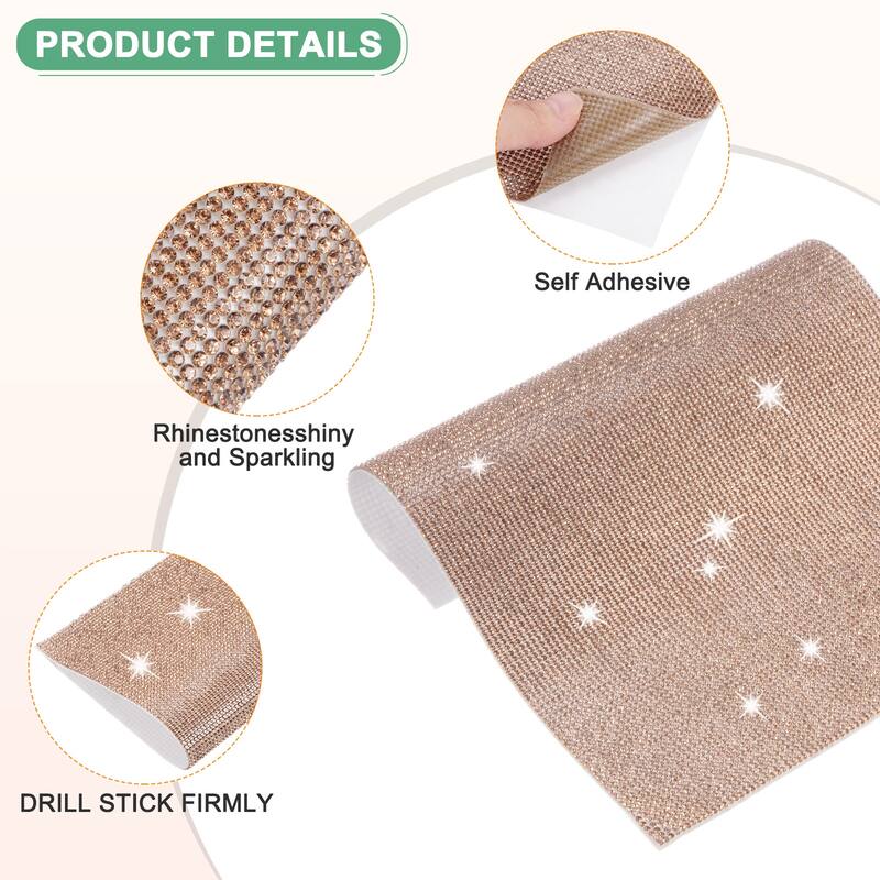 1 Roll Crystal Rhinestone Ribbon, for DIY - Champagne - 9.45 Inch x 7.87 Inch
