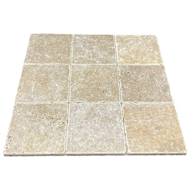 Tuscany Brown Travertine 4" x 4" Tumbled Tile
