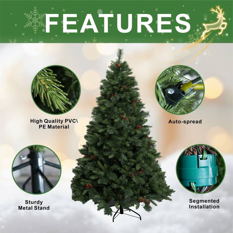 6FT Artificial Lush Christmas Tree with Realistic Foliage for Holiday Decor
