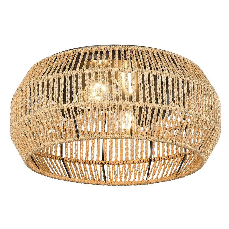 Golden Lighting 6076-FM NR Marlee 2 Light 14" Wide Flush Mount Drum