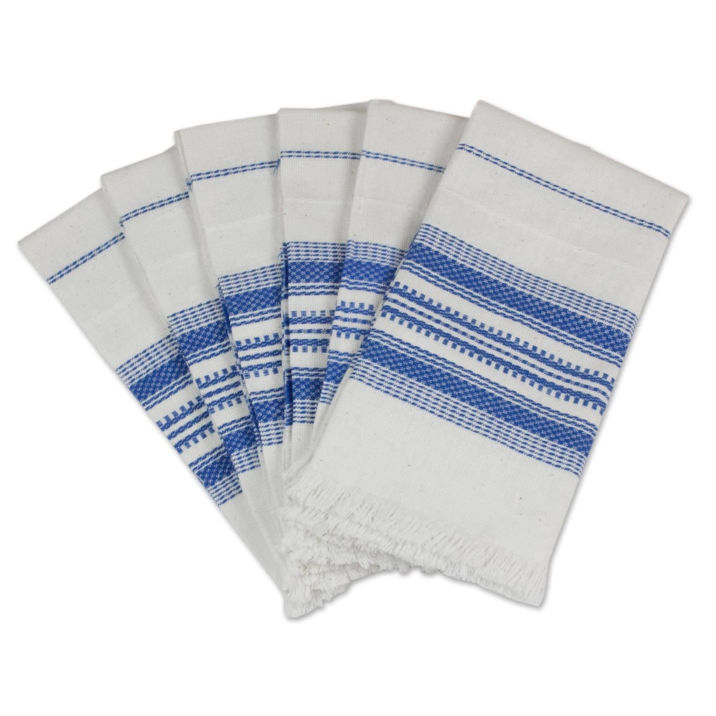 Novica Handmade Cheerful Kitchen In Blue Cotton Napkins (Set Of 6)