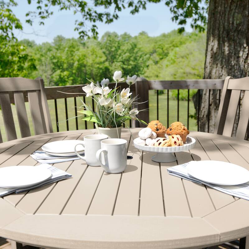 Lehigh 5-piece Outdoor Dining Set - 48" Round Table, Counter-height