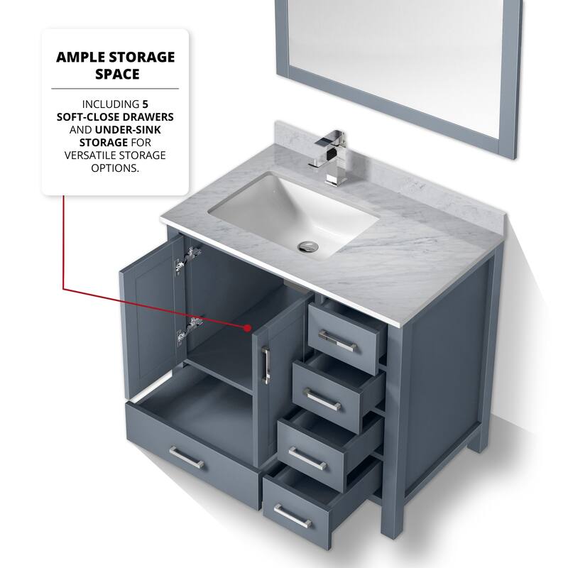 Jacques 36 in. W x 22 in. D Left Offset Dark Grey Bath Vanity