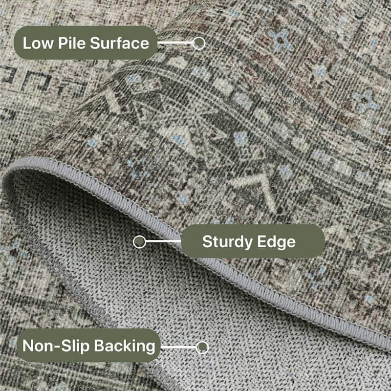 Mcow Low Pile Machine Washable Non-Slip Area Rug