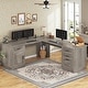 preview thumbnail 41 of 156, Farmhouse Executive L Shaped Desk Home Office Desk with Drawers and Storage Cabinet & Power Outlet