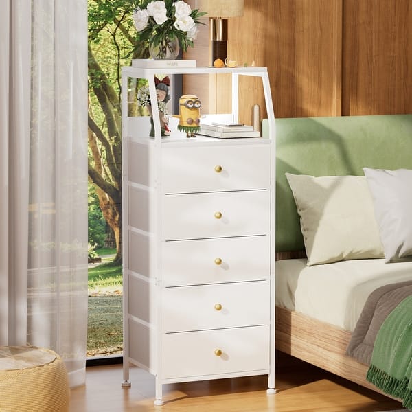 White Dresser with 3/4/5 Drawers, Vertical Storage Tower Fabric Dresser for Bedroom, Hallway, Entryway, Nursery - Bed Bath & Beyond - 40832658 White Dresser with 3/4/5 Drawers, Vertical Storage Tower Fabric Dresser for Bedroom, Hallway, Entryway, Nursery - Bed Bath & Beyond - 40832658