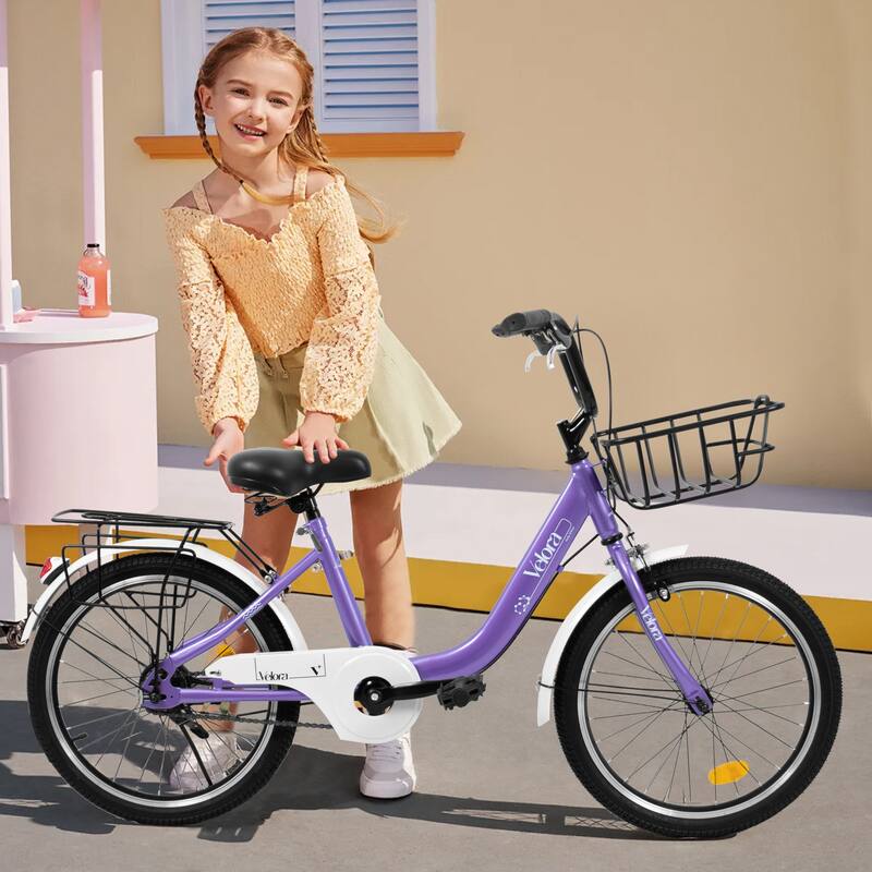 20 Inch Kids Bike for Boys & Girls, Children's Bicycle with Coaster Brake & V-Brake, 1-Speed, Chain Guard & Rear Rack
