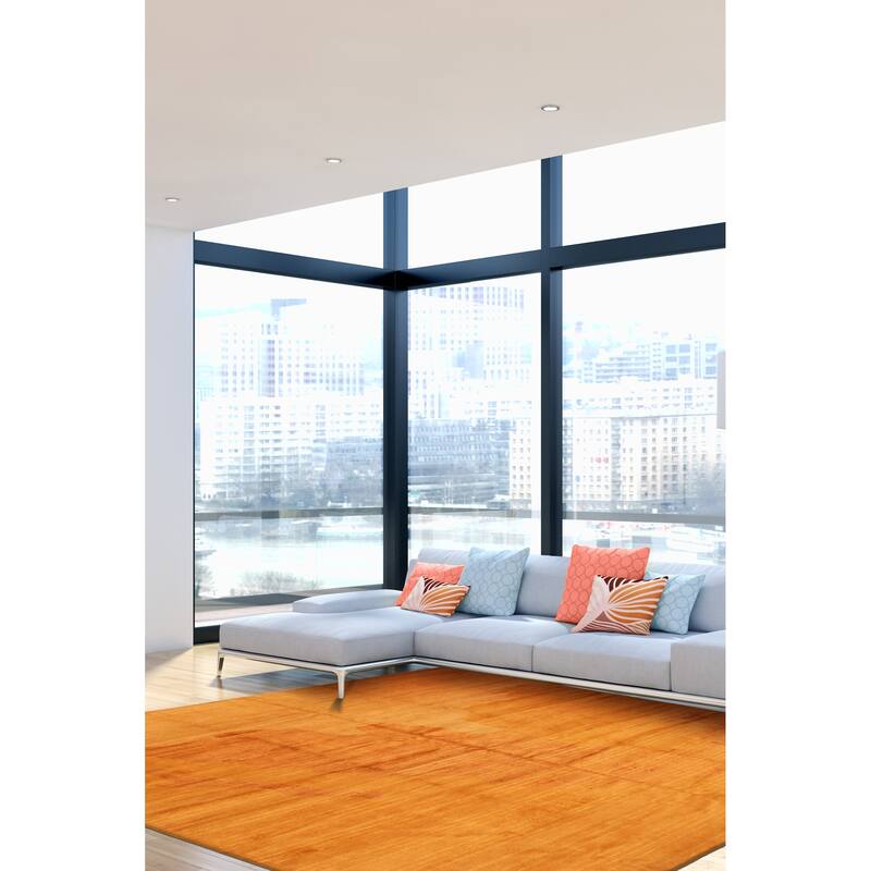 ECARPETGALLERY Hand-knotted Opulence Light Orange Wool Rug - 9'10 x 9'10