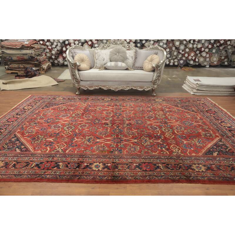 Hand Knotted Oriental 100% Wool Carpet Traditional Floral Oranges & Rust Mahal Area Rug - 12' 3'' X 9' 6''