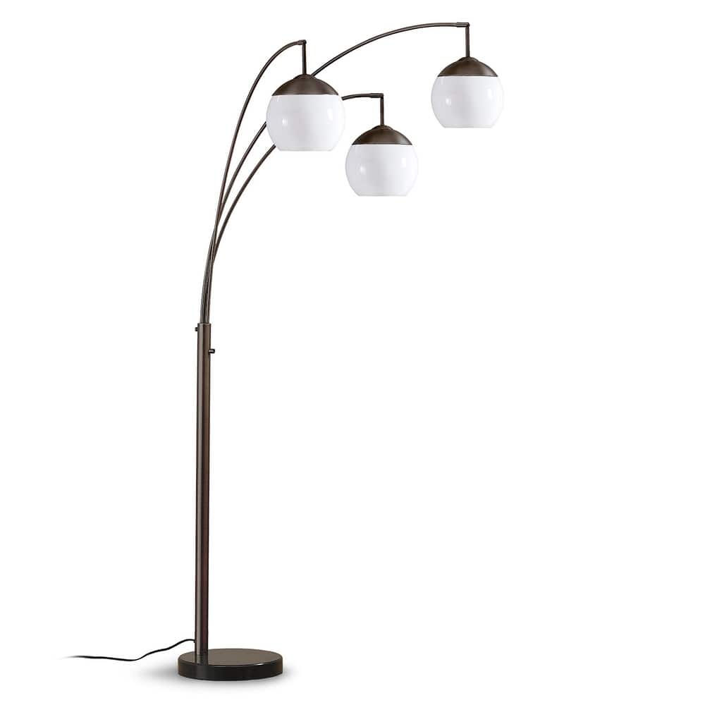 Metro 84"H Glass Globe 3-Light LED Dimmable Arch Floor Lamp with LED Vintage Bulbs