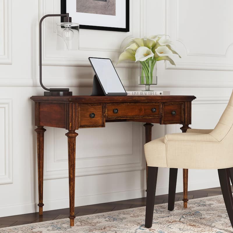 Edmund 38" Writing Desk with Storage - Antique Cherry