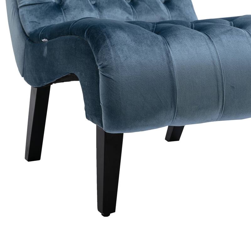 Light Blue Modern 22.83" Upholstered Buttons Tufted Accent Chair with Wooden Legs for Living Room