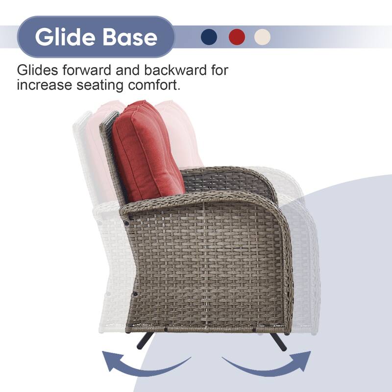Gymojoy Outdoor Wicker Patio Furniture Loveseat Glider & Chair Set Weather-Resistant