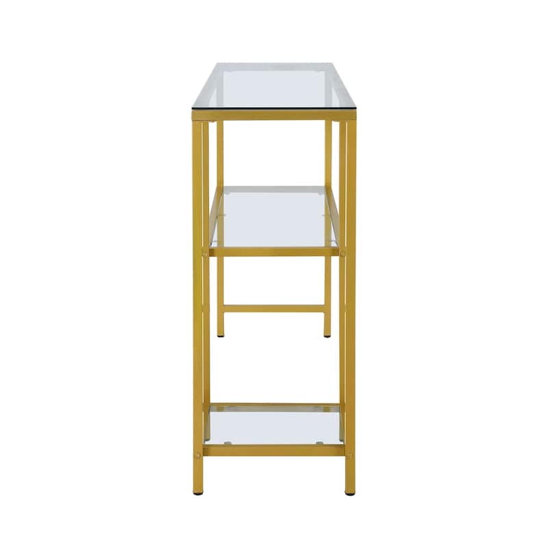 Open Framed Console Table with Shelves - 48" - Gold and Clear
