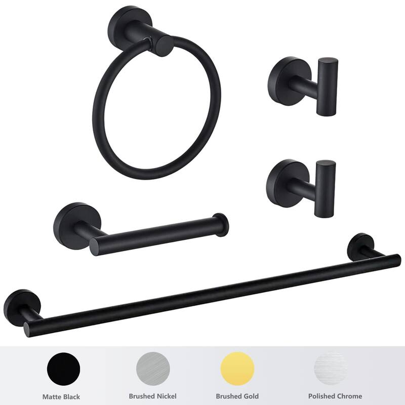 5 - Piece Bathroom Hardware Set - Satin Black