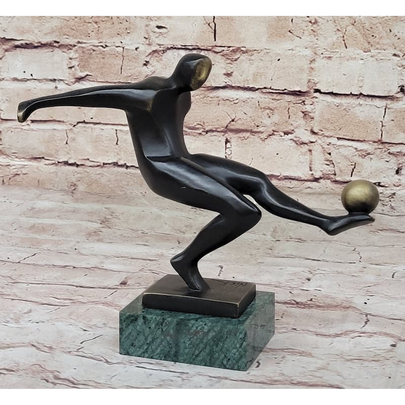 Soccer Player European Football Bronze Statue Sculpture Trophy Collectible 8 Inches X 8 Inches