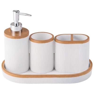 KRALIX 4 Pc Naomi Resin Painte Coated Bath Accessory Set