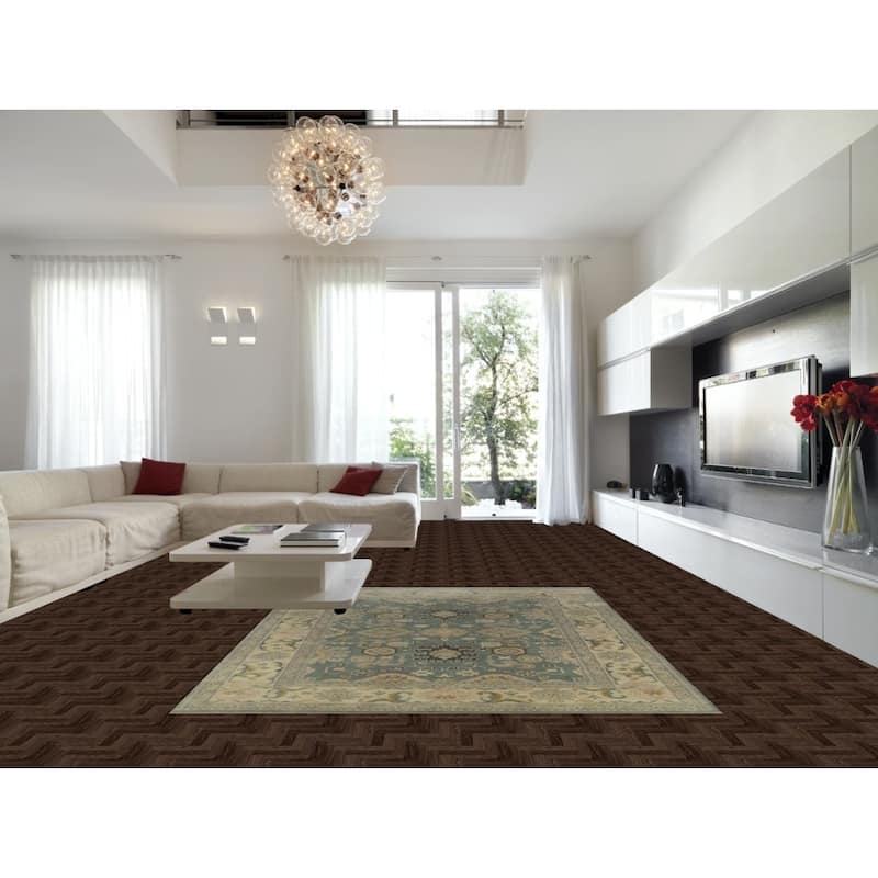 Blue Oushak Indian Area Rug Handmade Transitional Wool Carpet - 8'0" x 10'0"