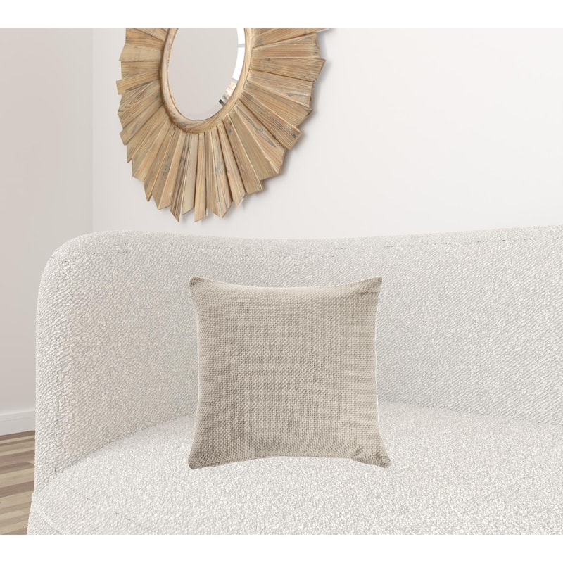 HomeRoots 18" X 18" Cream 100% Cotton Zippered Pillow