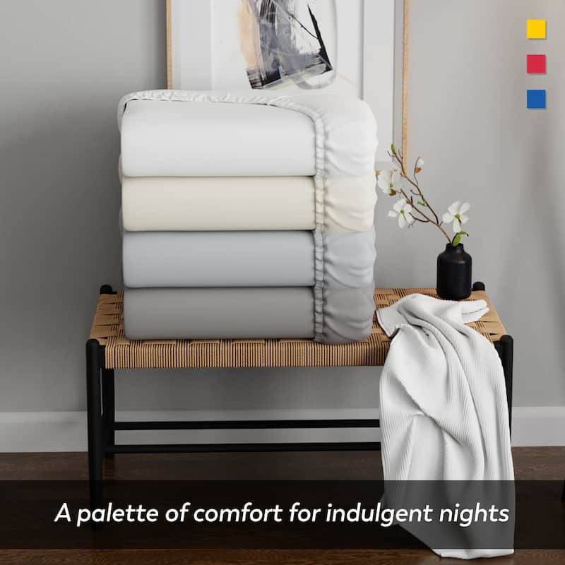 Color Sense 100% Cotton Percale Cool & Crisp 2-Piece Fitted Sheet Set