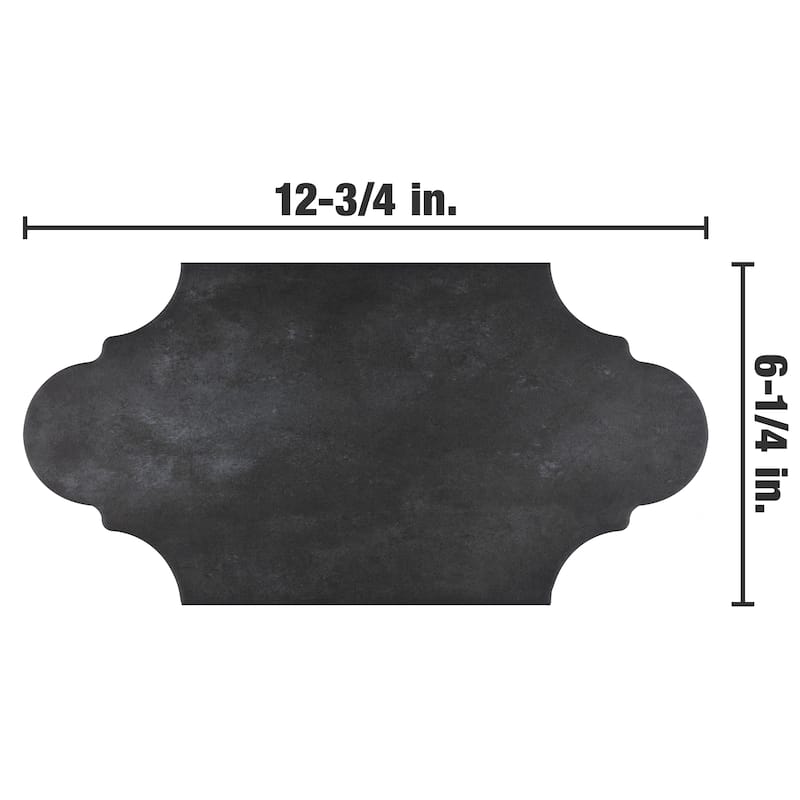 Merola Tile Alhama Provenzal Black 6-1/4" x 12-3/4" Porcelain Floor and Wall Tile