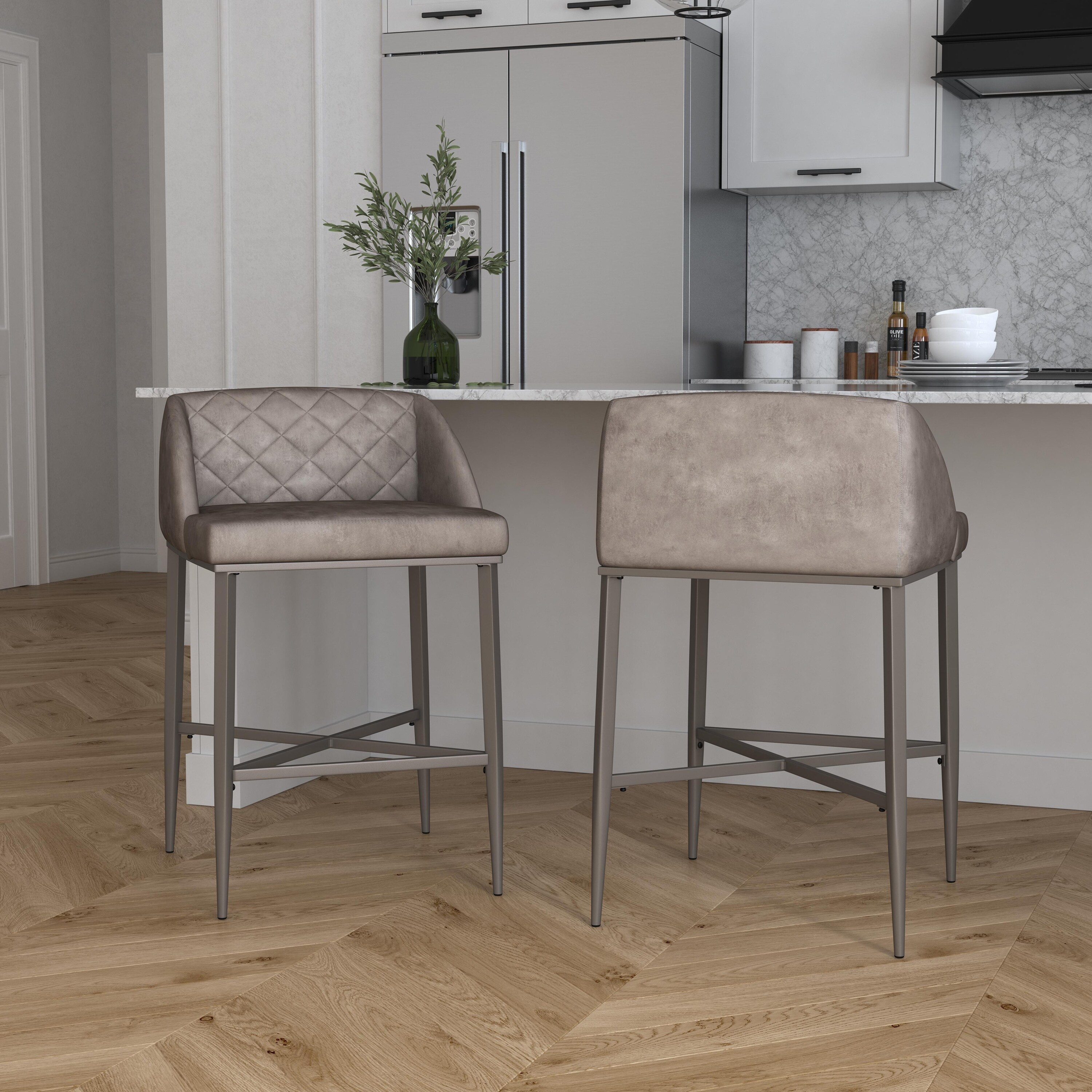 Pewter store counter stools