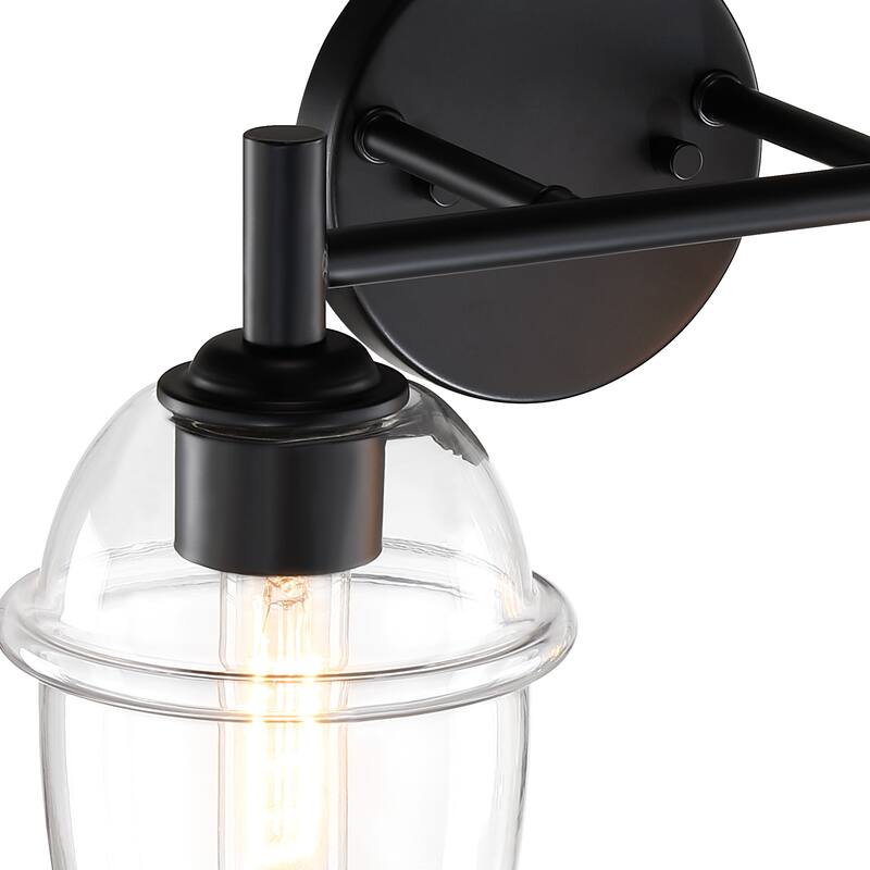 Summer Jazz 16 in. 2-Light Matte Black Vanity Light with Clear Glass Shades for Bathrooms