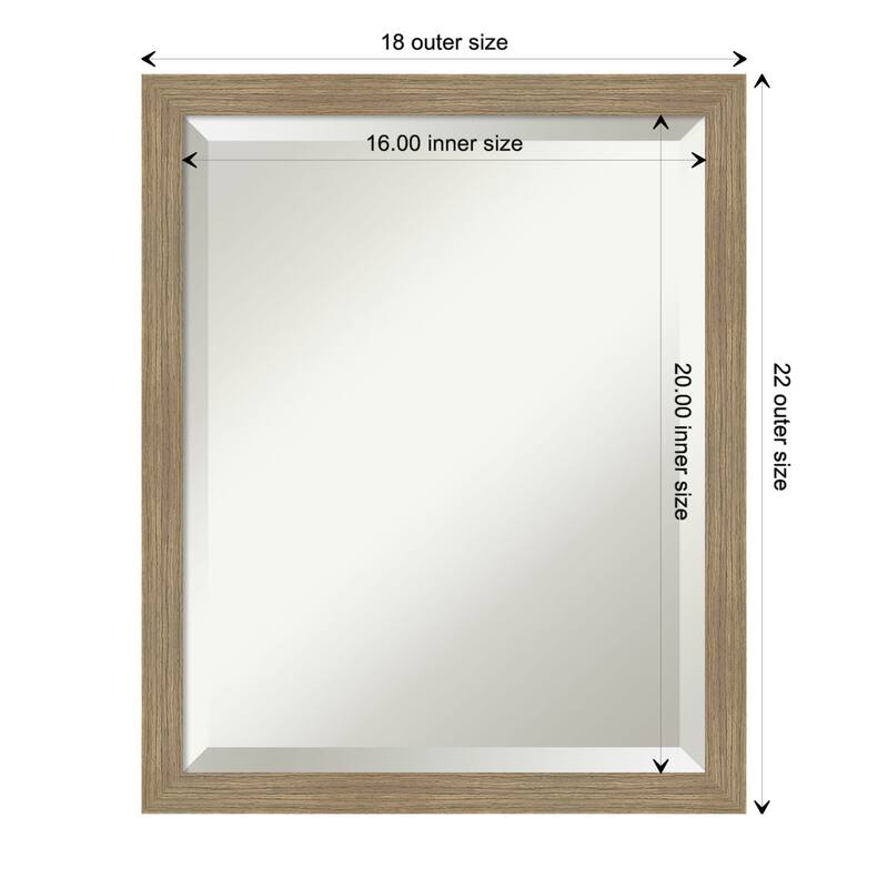 Woodgrain Stripe Beveled Wood Framed Wall Mirror - Woodgrain Stripe Mocha - Glass Size 16x20