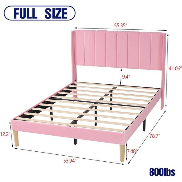 dimension image slide 2 of 25, AUFANK Upholstered Platform Bed Frame with Headboard Wooden Slats Support