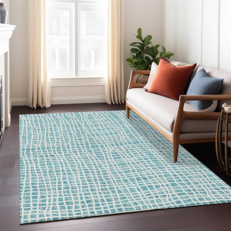 Machine Washable Indoor/ Outdoor Chantille Abstract Modern Rug
