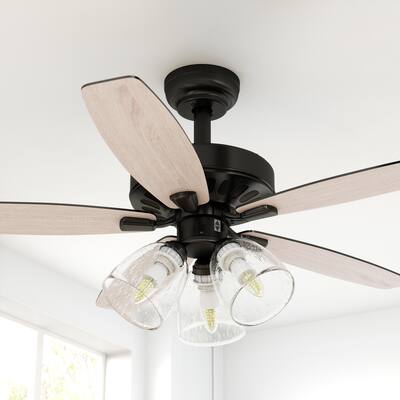Moasis 52" Ceiling Fan Light 5-Blade with Clear Seeded Glass shade