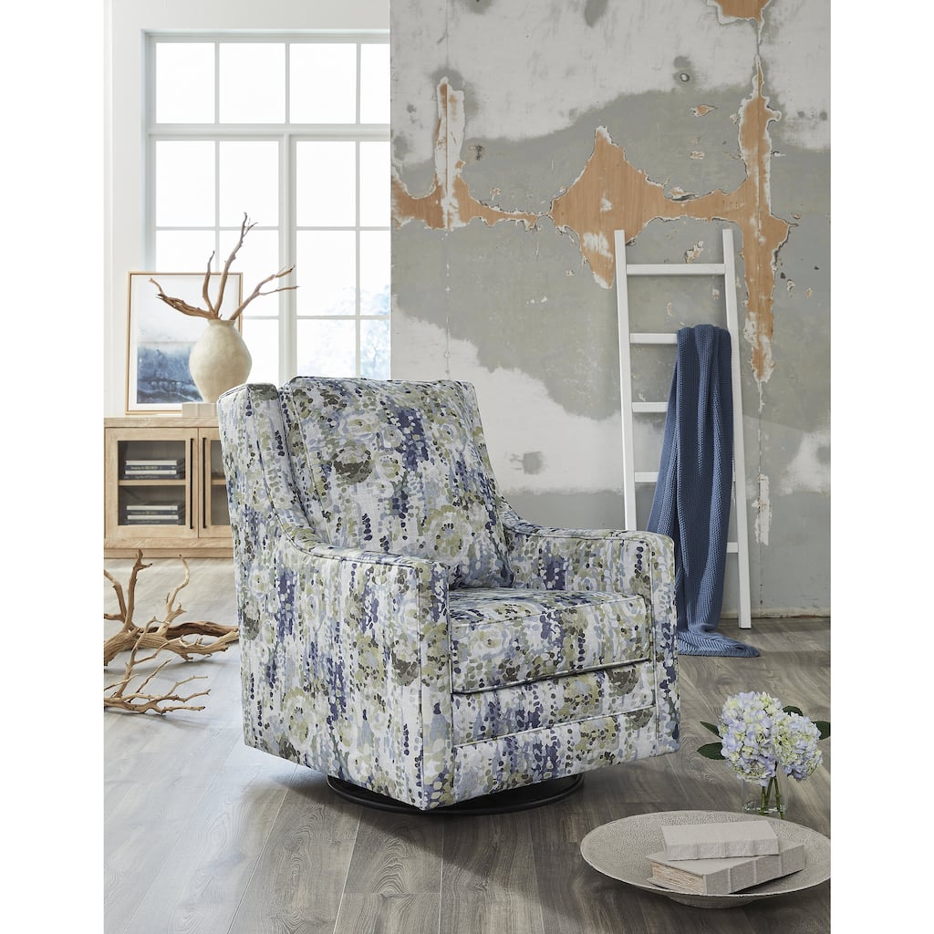 Signature Design by Ashley Dustinford Gray/Green Swivel Glider Accent Chair - 30" W x 39" D x 41" H