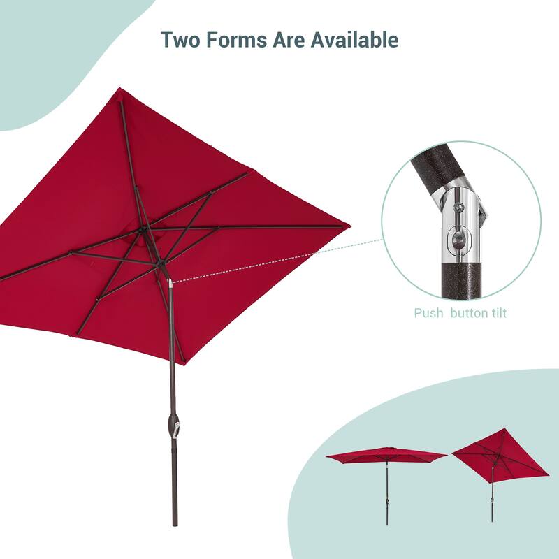 AOOLIMICS 10×6.5FT Rectangular Patio Umbrella with UV Protection, Easy Tilt, and Wind-Resistant Features