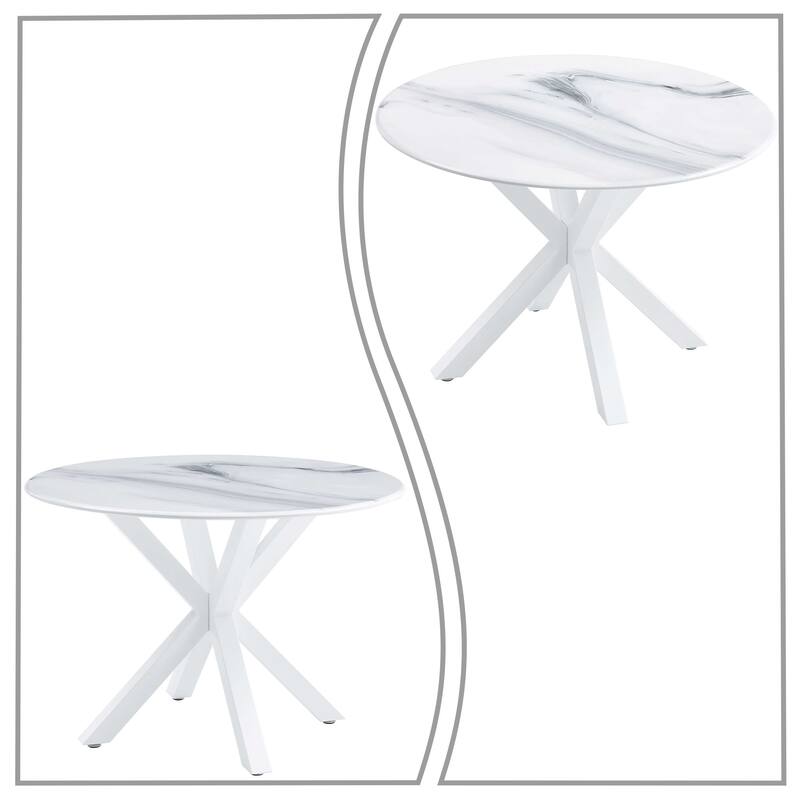 Modern Minimalist Round Dining Table with MDF Top and Metal Legs