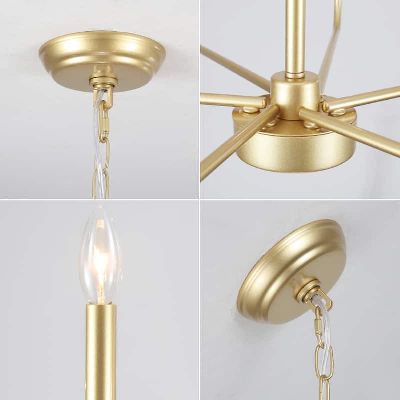Farmhouse 6-Light Classic Metal Chandelier, Candle Style Chandelier for Dining Room Living Room Bedroom Kitchen
