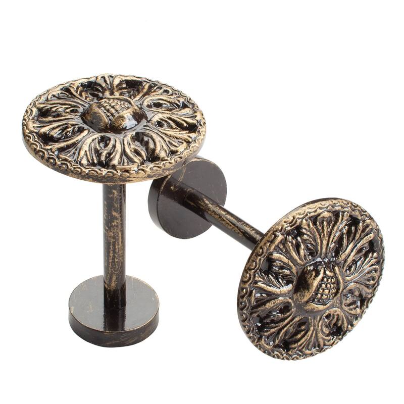 2 Pcs Curtain Holdback for Curtains Wall Mounted Metal Drapery Hook for Door Window Treatment(Round Medallion)- By Deco Window