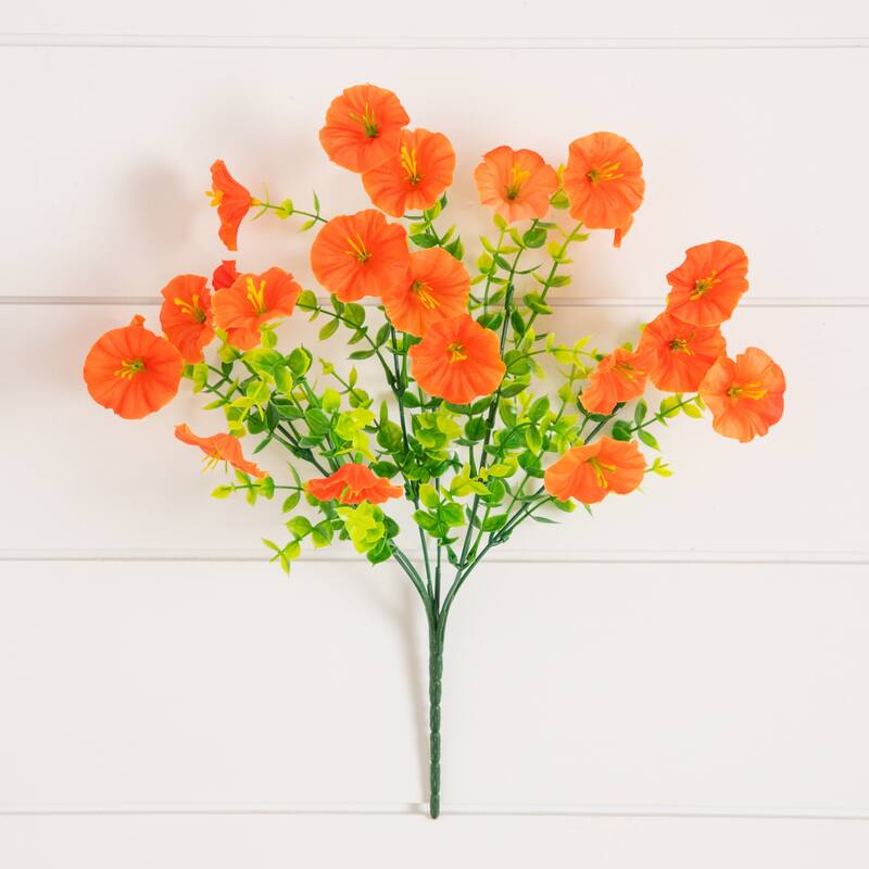 14-in UV Resistant Artificial Morning Glory Bush - Set of 12