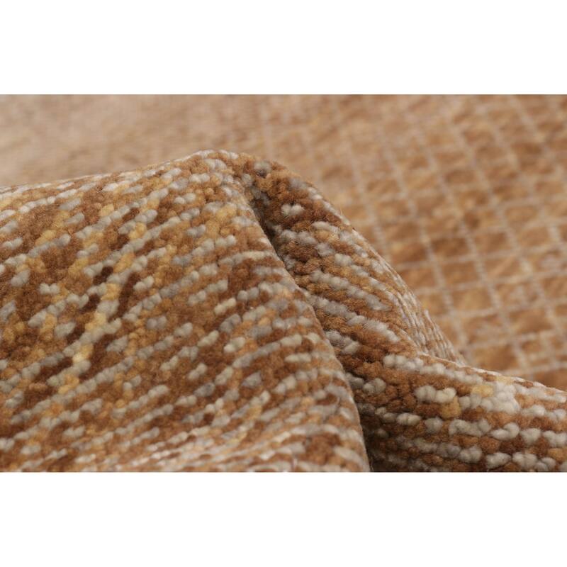 ECARPETGALLERY Hand-knotted Silk Shadow Brown Wool Rug - 9'0 x 12'1