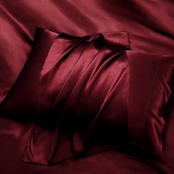 California King Sheets 4 Piece Cal King Sheets Set Real 16' Deep Pockets Fitted Sheet Oversize Flat Sheet 2 Zipper Closure Pillowcases Burgundy