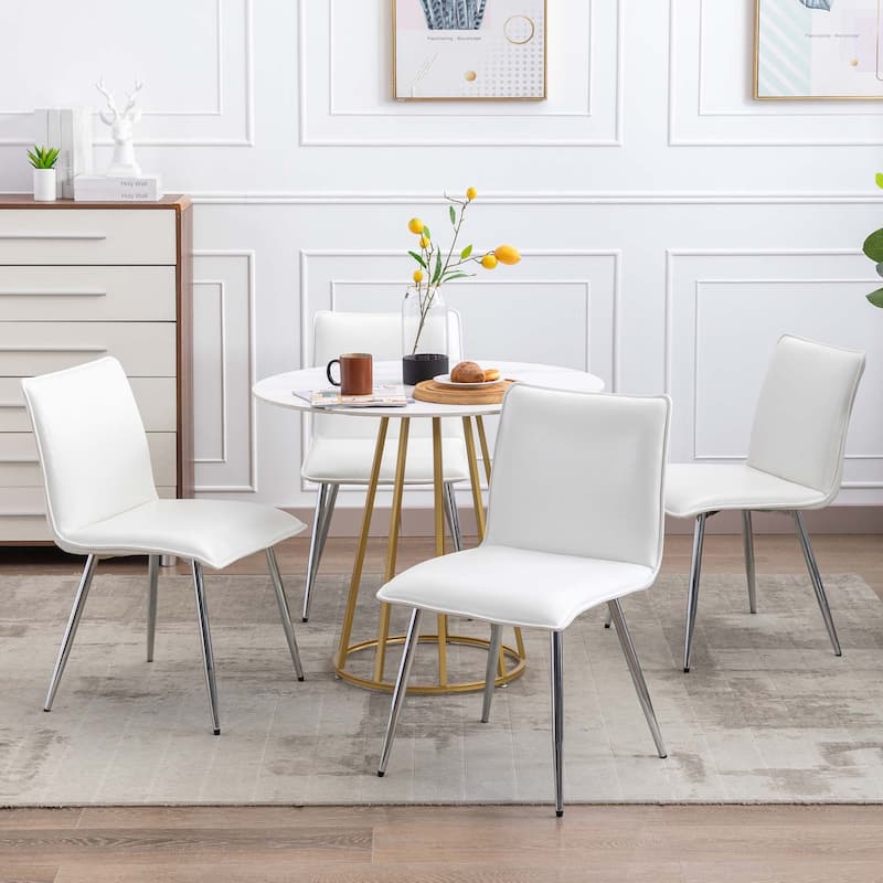 Minimalist 19" Wide Faux Leather Dining Chairs