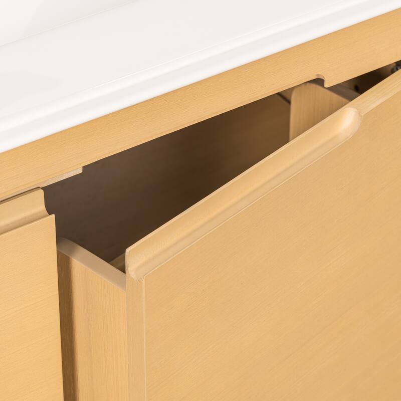 30"Softened Modern Bathroom Vanity with Ceramic Sink, Solid Wood Frame, Soft-Close Doors & Drawer, Adjustable Shelf