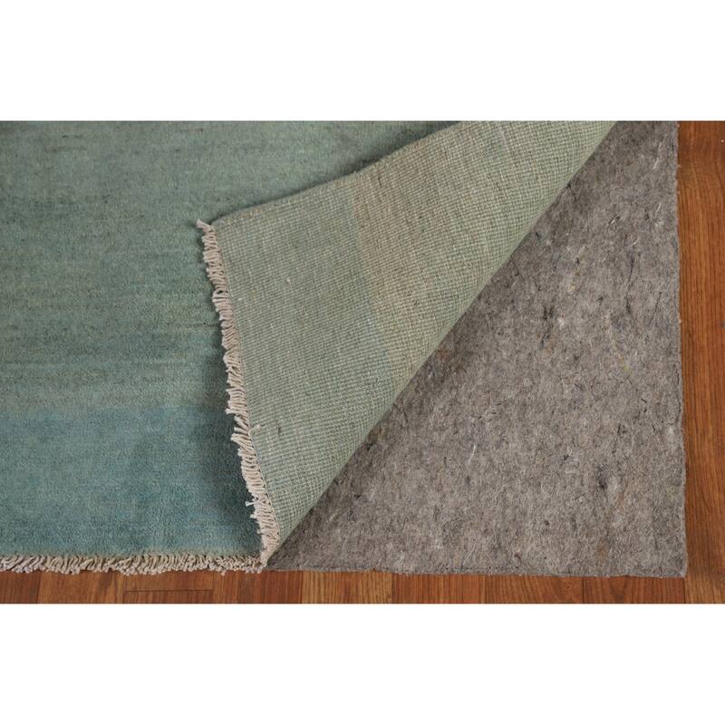 Green Blue Modern Gabbeh Oriental Accent Rug Hand-Knotted Wool Carpet - 3'4" x 4'5"