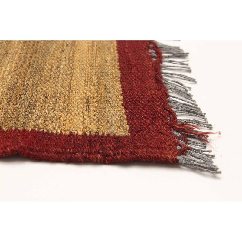 ECARPETGALLERY Flat-Weave Natural Light Brown Wool Tapestry Kilim - 6'2 x 6'10