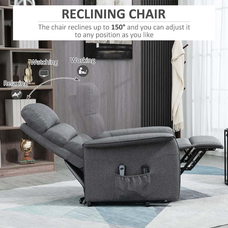 Grey Power Lift Recliner with Massage, Remote & Adjustable Footrest
