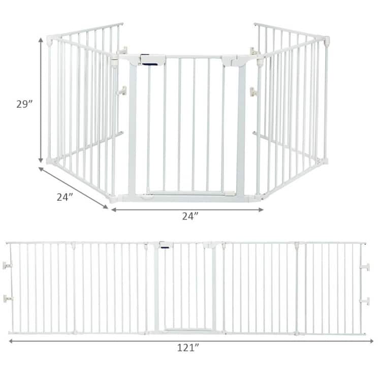 115 Inch Length 5 Panel Adjustable Wide Fireplace Fence - 29'' x 24'' (L x W)