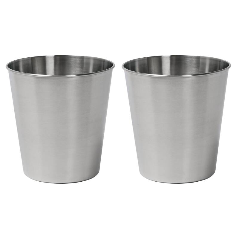 happimess Nolan Modern Classic Smooth Steel 2-Gallon Wastebasket - Brushed Steel - Set of 2