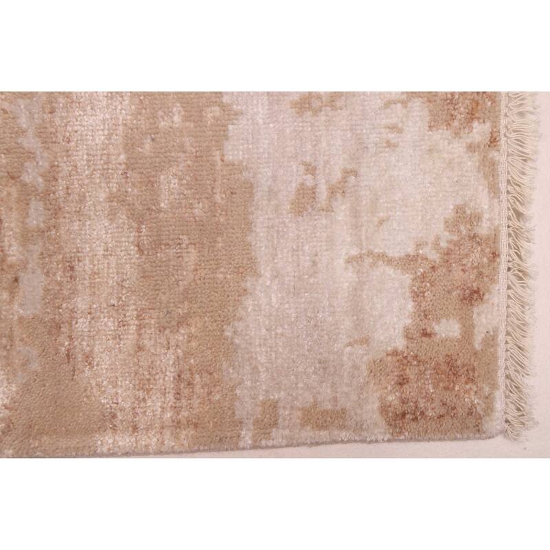 ECARPETGALLERY Hand-knotted Legacy Tan Silk, Wool Rug - 2'7 x 12'3